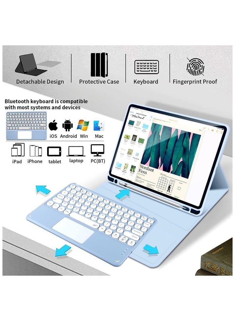 Keyboard Compatible with Xiaomi Redmi Pad Pro 12.1-inch 2024 with Mouse, Round Keys Detachable Wireless Touchpad Trackpad Keyboard for Redmi Pad Pro 12.1 - Image 3