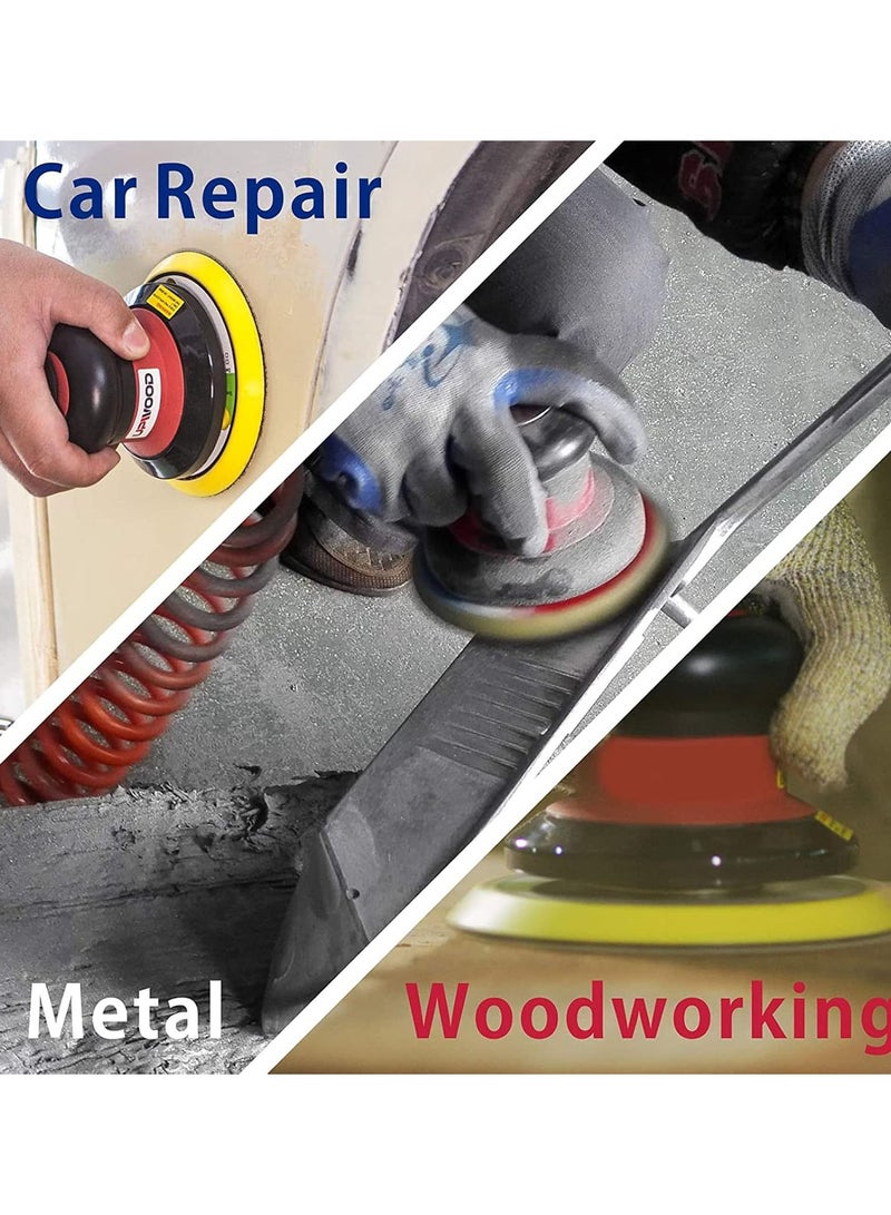 GGOOT Air Random Orbital Sander, 5in Air Orbital Sander Pneumatic Polisher Sandpaper Palm Sanding Machine for Car Furniture Detail Sanding Polishing - Image 4