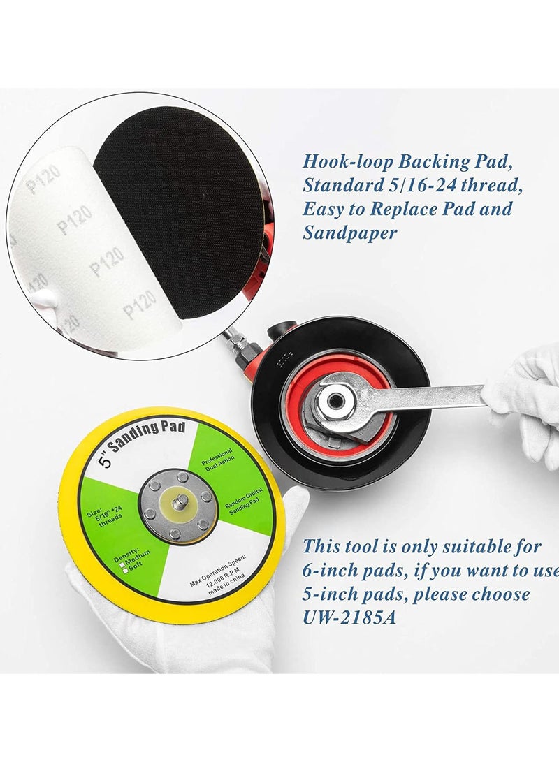 GGOOT Air Random Orbital Sander, 5in Air Orbital Sander Pneumatic Polisher Sandpaper Palm Sanding Machine for Car Furniture Detail Sanding Polishing - Image 3