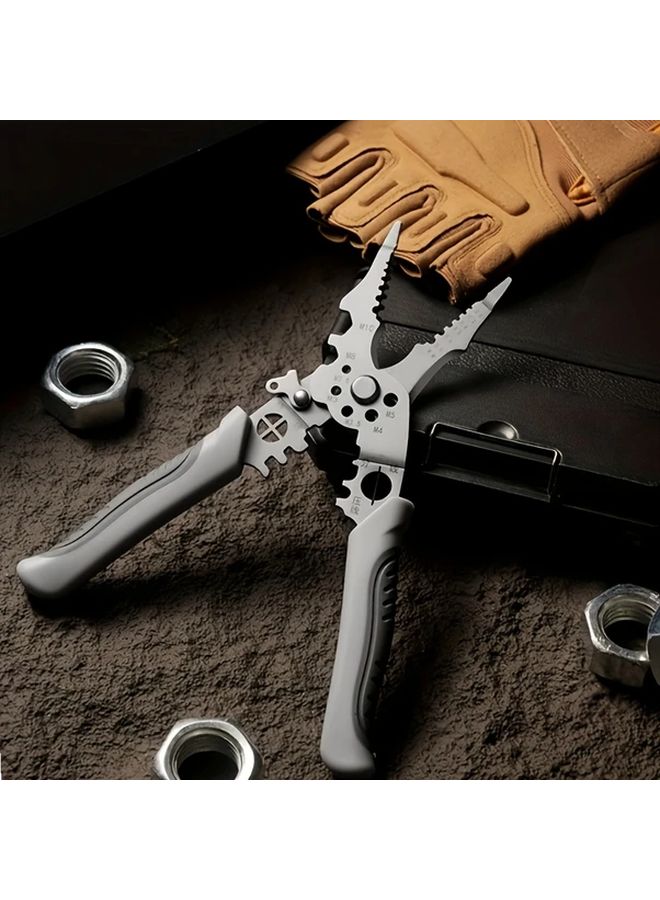 Yellow Black Titanium Electrician Wire Stripper Pliers Adjustable Automatic Cutter Serrated Edge - Image 1