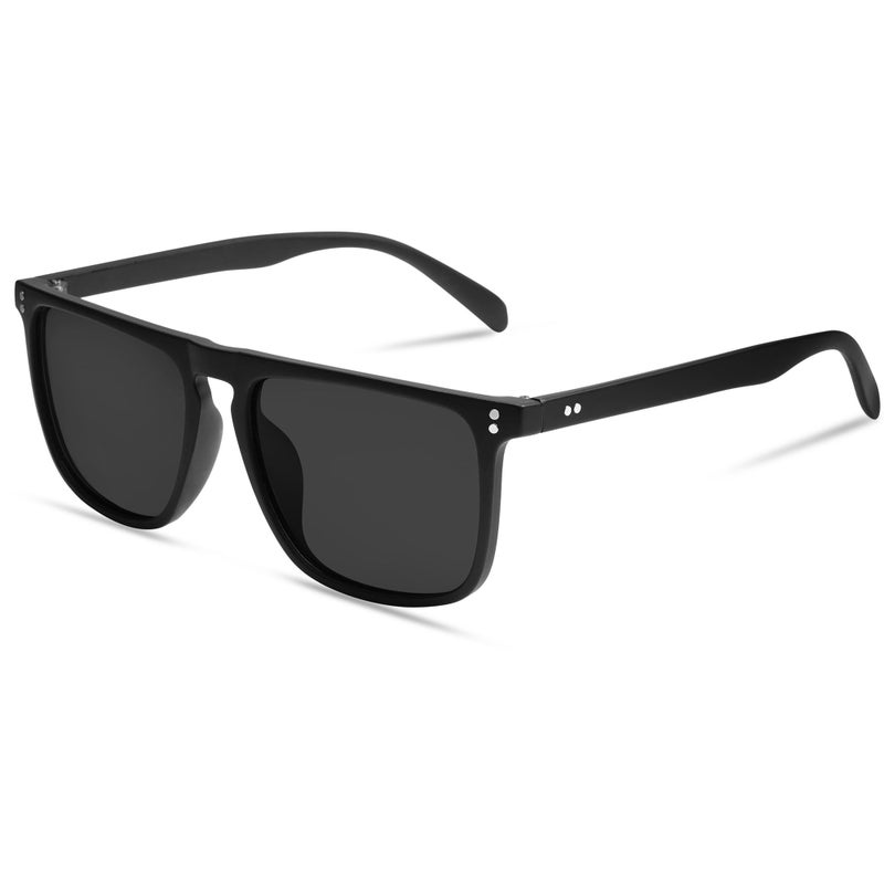 VANLINKER Polarized Square Sunglasses for Men Women Dark Shades with UV Protection for Driving Matte Black Frame - Image 1