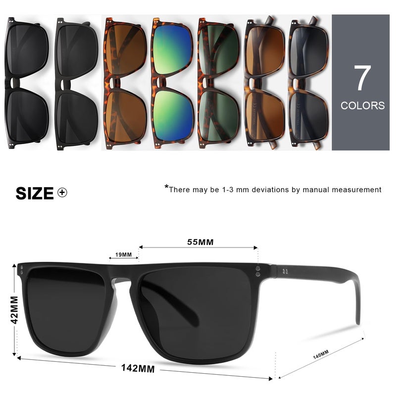 VANLINKER Polarized Square Sunglasses for Men Women Dark Shades with UV Protection for Driving Matte Black Frame - Image 5
