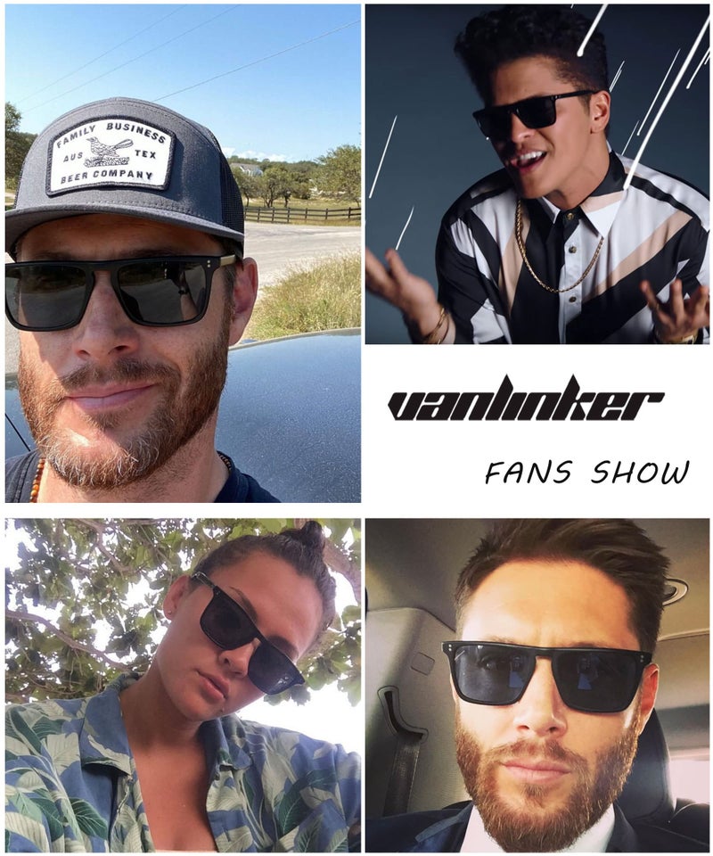 VANLINKER Polarized Square Sunglasses for Men Women Dark Shades with UV Protection for Driving Matte Black Frame - Image 3