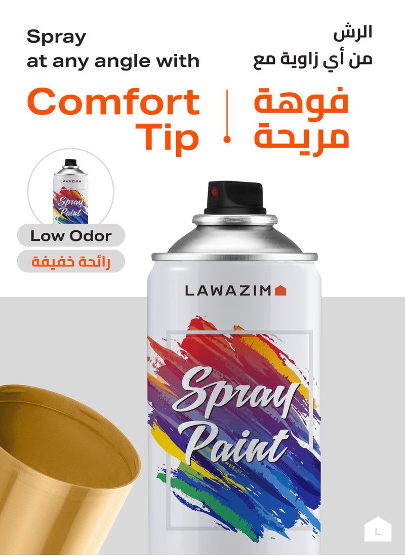 لوازم طقم بخاخ طلاء مكون من 3 قطع - ذهبي - بخاخ دهان متعدد الأسطح سريع الجفاف، مقاوم للعوامل الجوية، منخفض الرائحة، قابل لإعادة الطلاء - مناسب للخشب، البلاستيك، الأعمال اليدوية، والدهان الداخلي والخارجي  - Image 3