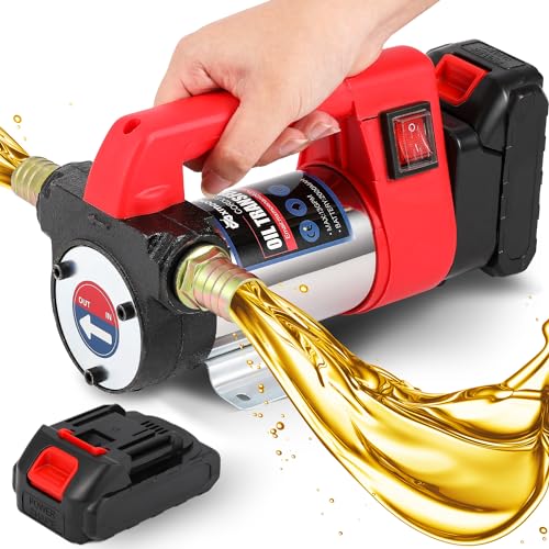 Mxmoonant 12GPM Cordless Diesel Transfer Pump, Electric Oil Change Pump, Portable Self Priming Fuel Transfer Pump, with Two 1500mAH Lithium Battery, for Kerosene Boat Truck - Image 1