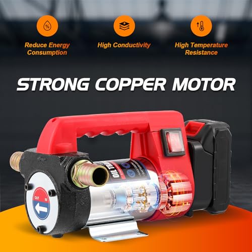 Mxmoonant 12GPM Cordless Diesel Transfer Pump, Electric Oil Change Pump, Portable Self Priming Fuel Transfer Pump, with Two 1500mAH Lithium Battery, for Kerosene Boat Truck - Image 2