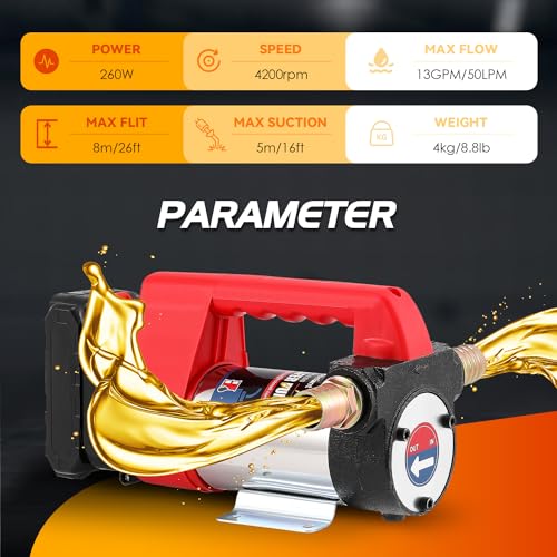 Mxmoonant 12GPM Cordless Diesel Transfer Pump, Electric Oil Change Pump, Portable Self Priming Fuel Transfer Pump, with Two 1500mAH Lithium Battery, for Kerosene Boat Truck - Image 5