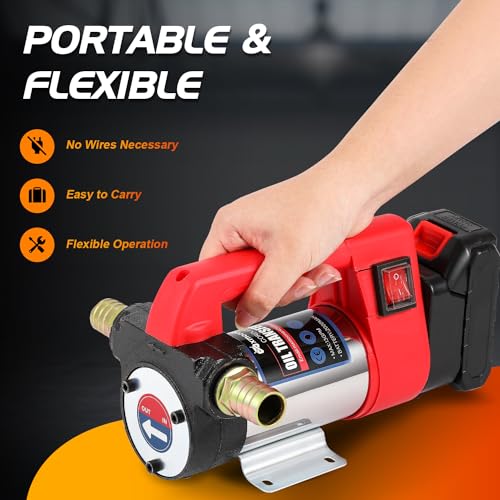 Mxmoonant 12GPM Cordless Diesel Transfer Pump, Electric Oil Change Pump, Portable Self Priming Fuel Transfer Pump, with Two 1500mAH Lithium Battery, for Kerosene Boat Truck - Image 3