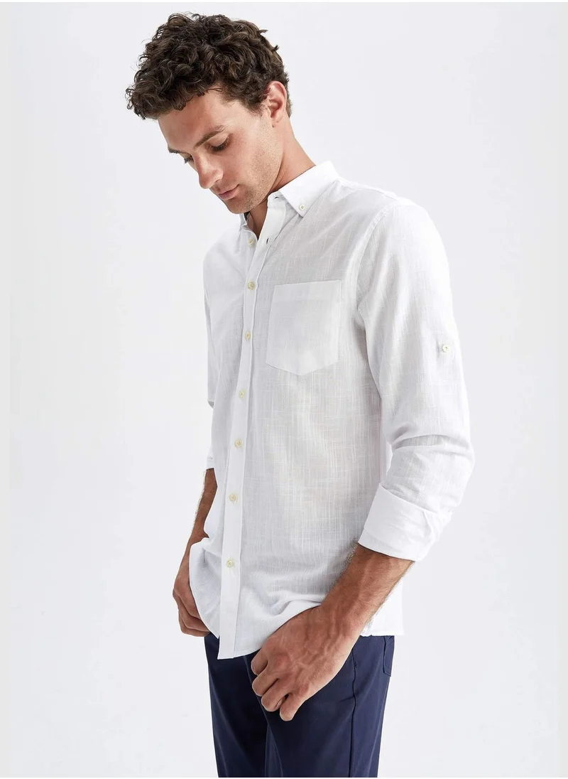 DeFacto Long Sleeve Slim Fit Polo Neck Shirt