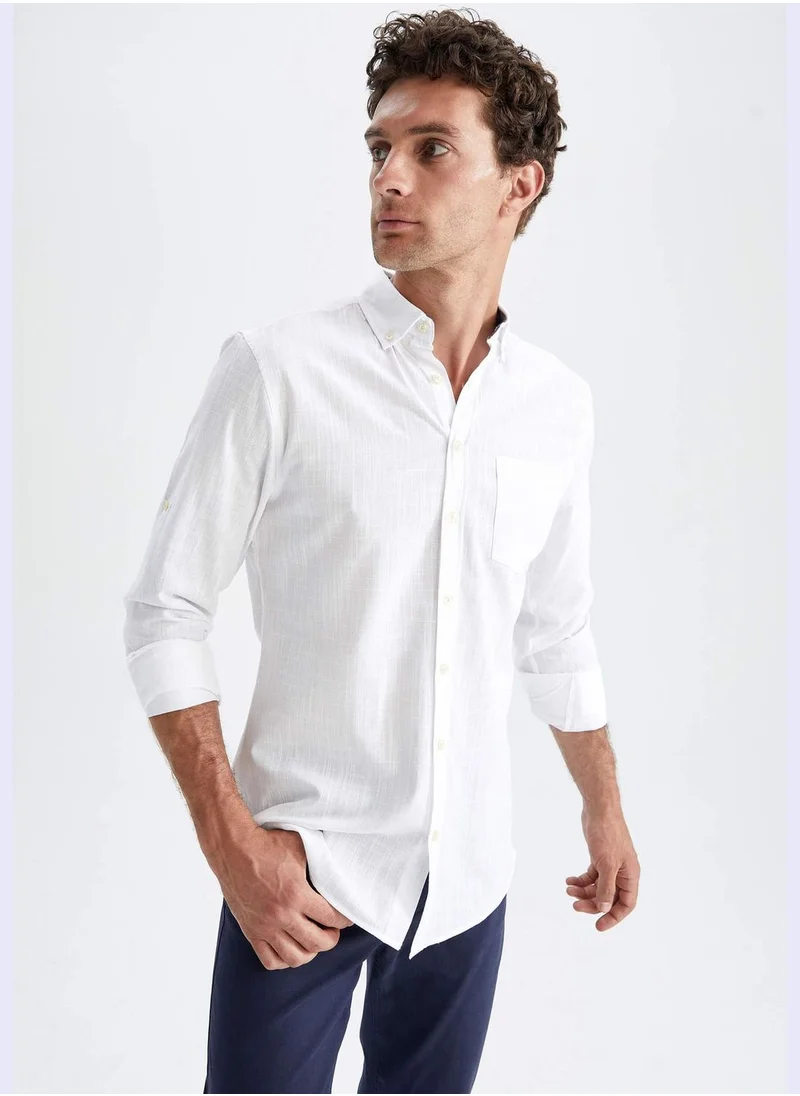 DeFacto Long Sleeve Slim Fit Polo Neck Shirt