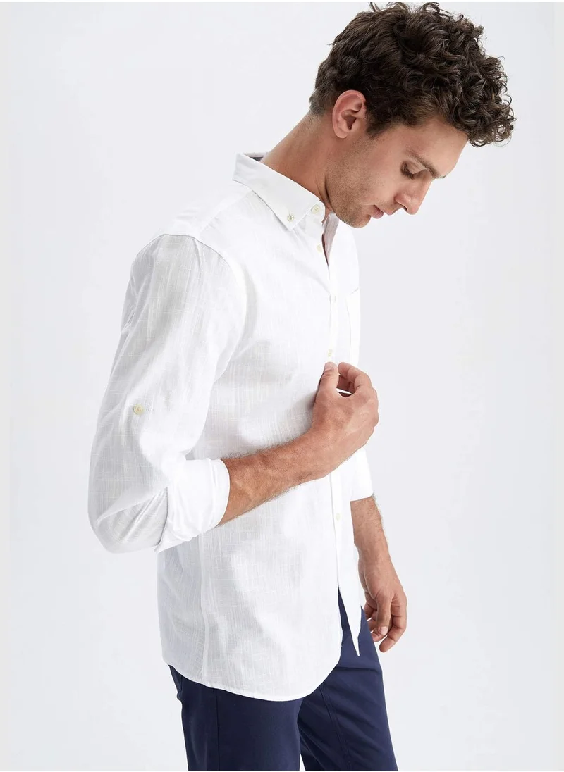 DeFacto Long Sleeve Slim Fit Polo Neck Shirt