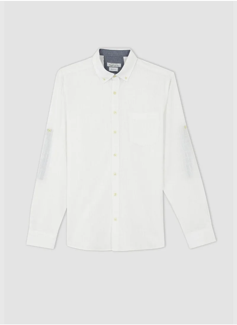 DeFacto Long Sleeve Slim Fit Polo Neck Shirt
