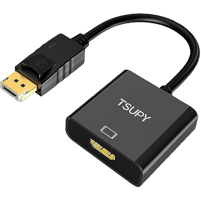 TSUPY محول DISPLAYPORT إلى HDMI بدقة 4K مع موصل مطلي بالذهب، محول HDMI إلى DISPLAYPORT، كابل DP إلى HDMI لأجهزة الكمبيوتر وغيرها - Image 1