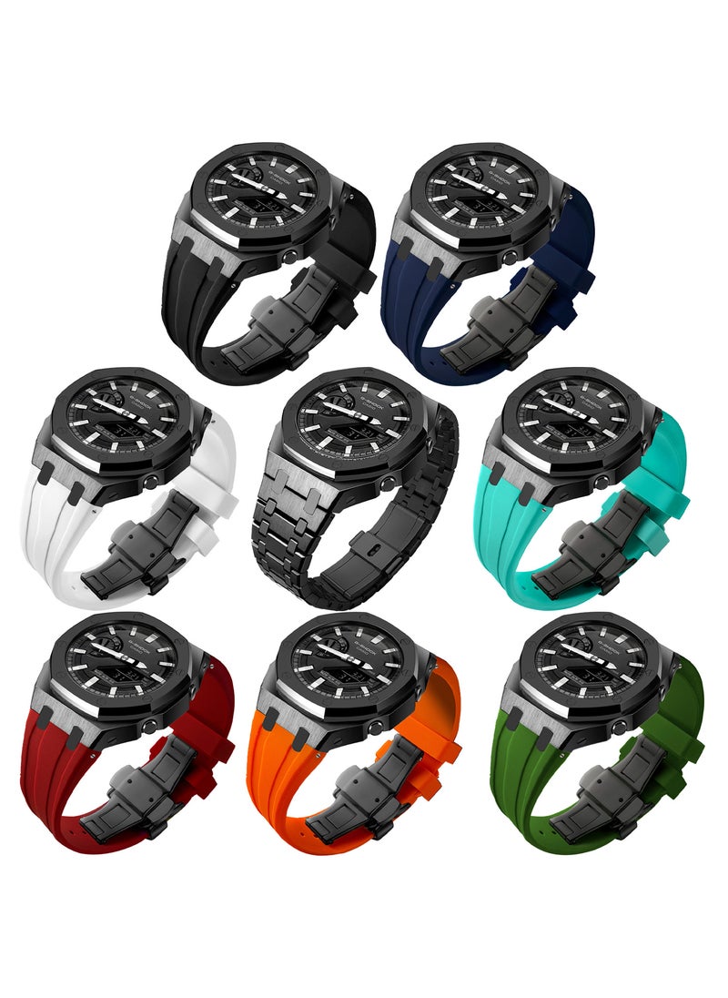 Generic Oak Wood GA2100 Mod Case 316L Forged Steel Watch Shell Black Shell 