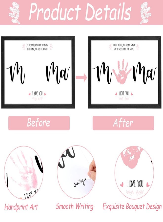 QOUBAI Mother's Day Handprint Art DIY Gift Kit Mother's Day Craft from Daughter or Son Children Adults Handprint Keepsake for Mom Grandma Birthday Gifts Holiday Activities (12X16in,Black Wood Frame) - Image 3