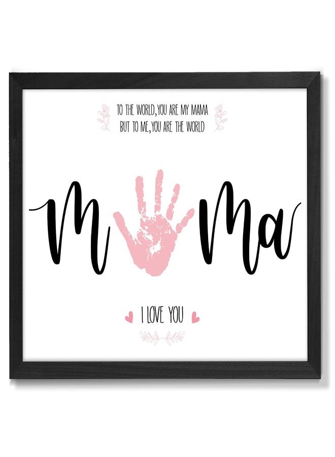 QOUBAI Mother's Day Handprint Art DIY Gift Kit Mother's Day Craft from Daughter or Son Children Adults Handprint Keepsake for Mom Grandma Birthday Gifts Holiday Activities (12X16in,Black Wood Frame) - Image 1