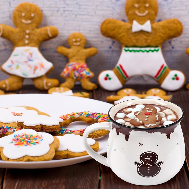 Uiifan 12 Pieces Christmas Gingerbread Mugs Set 12 oz Coffee Ceramic Cup for Holiday Hot Cocoa Milk Tea Coffee Bar Decoration Christmas Gift for Woman Family Friend - Image 5