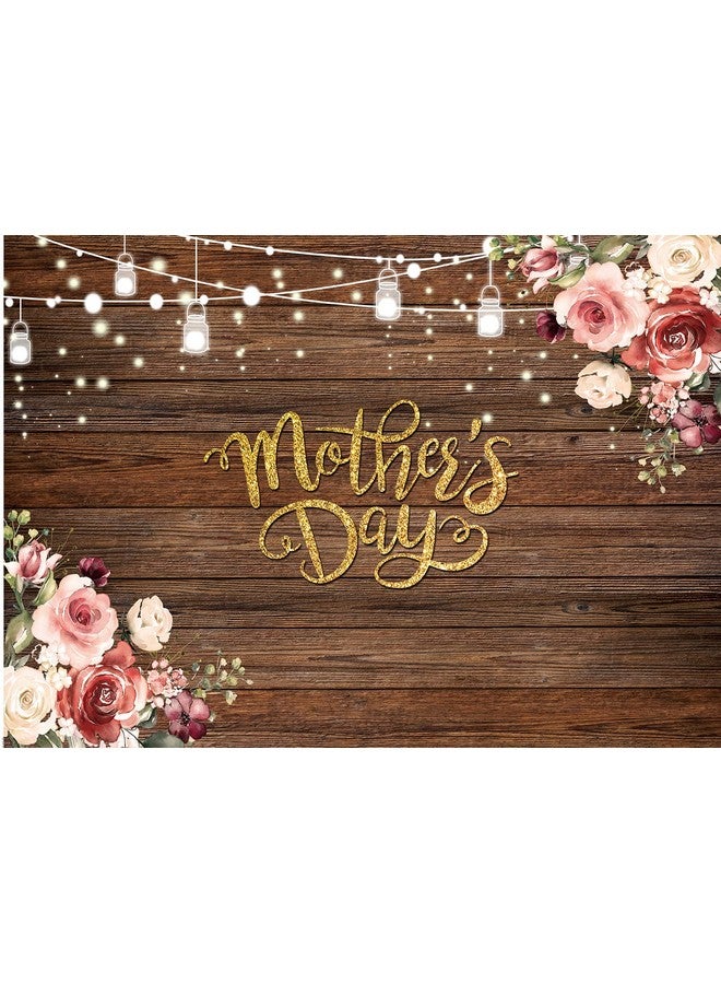 CYLYH 7X5Ft Mother'S Day Backdrop Mother'S Day Brown Wooden Plank Backdrop Mother'S Day Floral Photography Background Mother'S Day Party Backdrop - Image 2