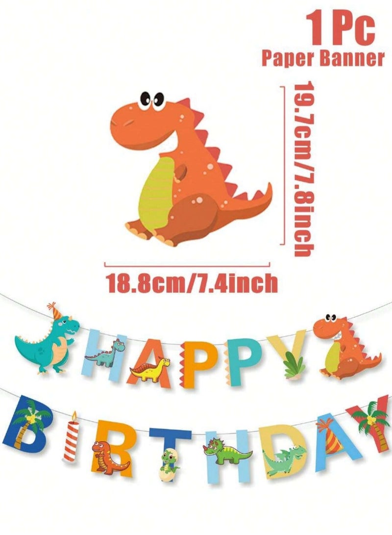 Birthday banner decorations with the phrase "Happy Birthday" A cute dinosaur design suitable for birthday parties. - Image 3