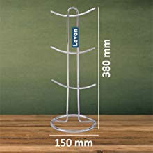 LEVON Stainless Steel Cup Stand | Chrome Finish Stylish Cup Holder | Stainless Steel Cup Tree - 6 Holders (Size 6 X 6 X 15 Inches) - Image 3