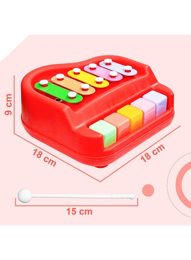 VGRASSP 2 in 1 Small Xylophone and Piano Toy for Kids with Colorful Keys and Drum Sticks - Musical Instrument Toy for Baby and Toddlers - Red - Image 3