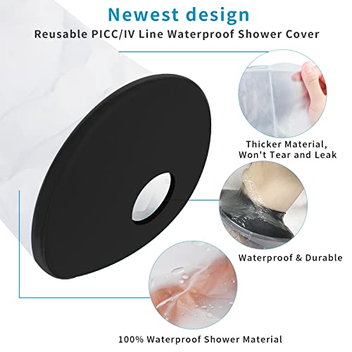 SUPERNIGHT Waterproof Knee Cast Cover for Shower, Adult PICC Line Covers for Knee, Watertight Reusable Cast Protector for Leg Surgeries Wound Bandage Black - Image 3