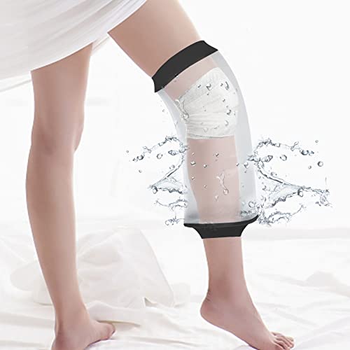 SUPERNIGHT Waterproof Knee Cast Cover for Shower, Adult PICC Line Covers for Knee, Watertight Reusable Cast Protector for Leg Surgeries Wound Bandage Black - Image 1