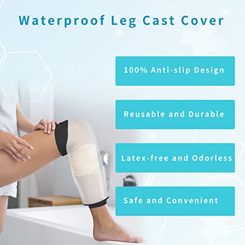 SUPERNIGHT Waterproof Knee Cast Cover for Shower, Adult PICC Line Covers for Knee, Watertight Reusable Cast Protector for Leg Surgeries Wound Bandage Black - Image 5