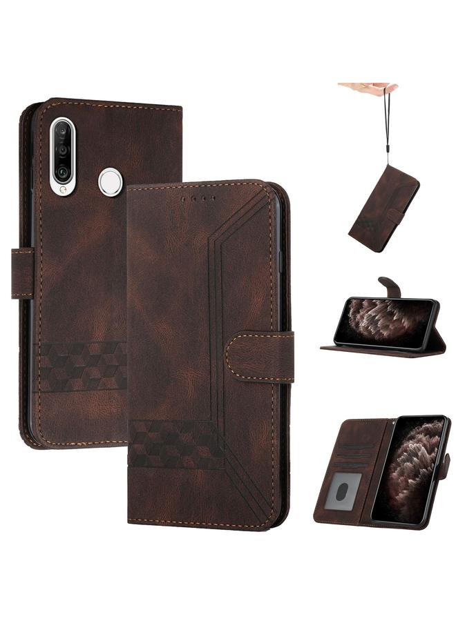 S-TOP Case For Huawei P30 Lite Cubic Skin Feel Flip Leather Phone Case - Image 1
