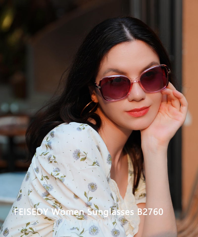 FEISEDY Womens Polarized Sunglasses, Trendy Elegant Colored Frame for Ladies, UV400 Protection B2760 Purple - Image 2