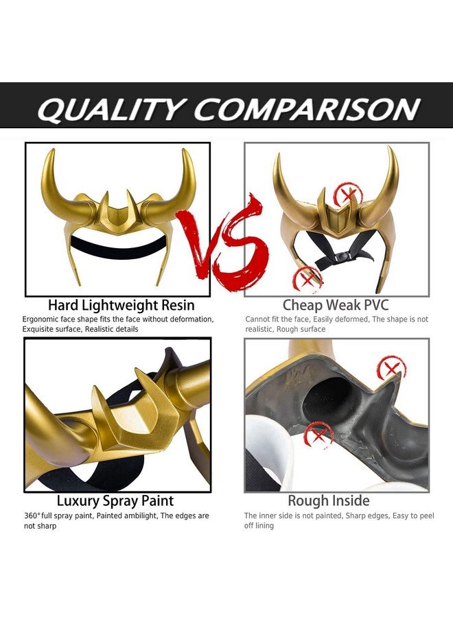 CAFELE Superhero Helmet With Horns 2021 Tv Series Movie Thor Ragnarok Norse Mythology Mask Cosplay Halloween Costume Party Props (L0Ki Crown Gold) - Image 3