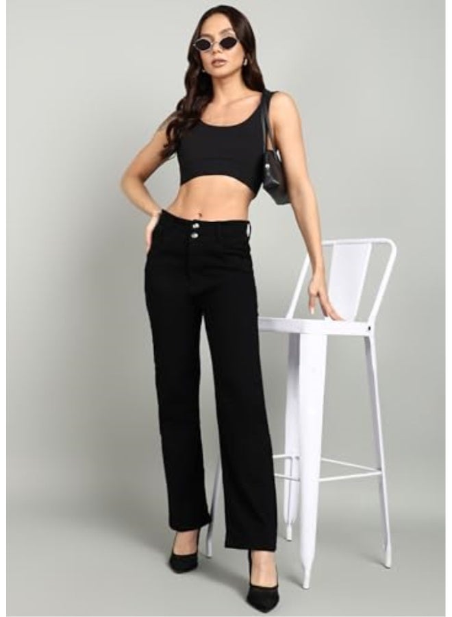 Nifty Women's Denim Stretchable 2-Button Straight Fit Jeans - Image 3