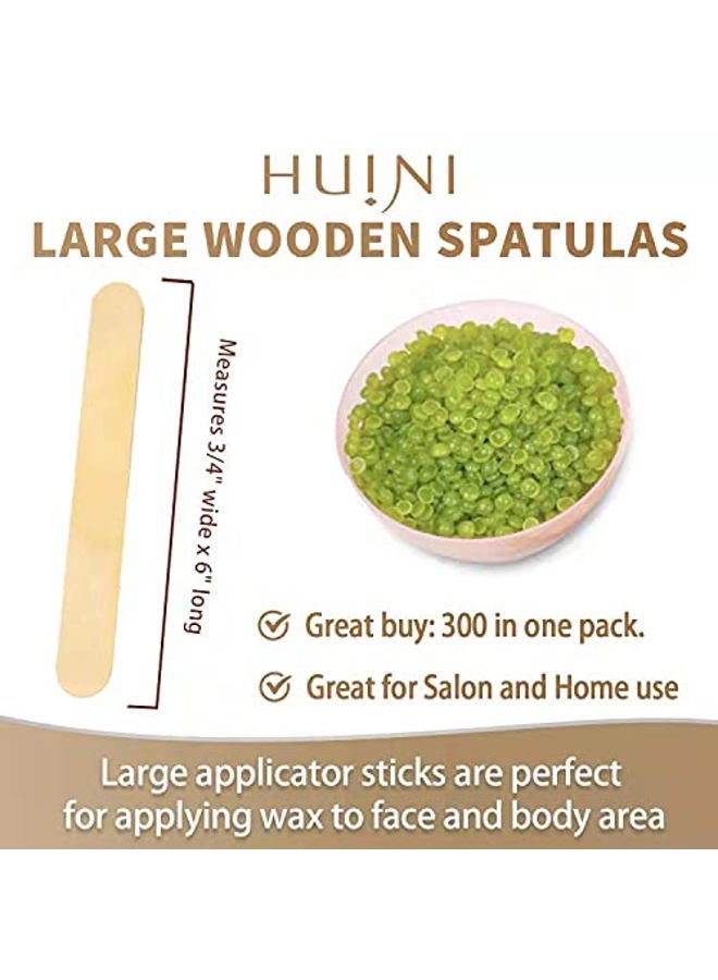 Huini 300 Count Salon Waxing Hair Removal Large Wooden Spatulas Wax Applicator 6 x 3/4in - Image 3