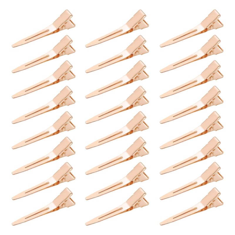 50 Pcs Alligator Curl Clips Bantoye 18 Inch Single Prong Clips Hair Accessories for Hair Styling Coloring Rose Gold