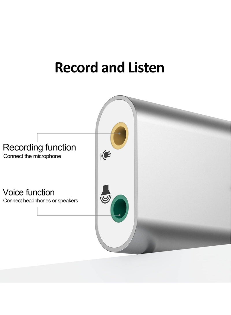 Captaintech USB External Stereo Sound Adapter, 7.1 Channel External Stereo Sound Card, Suitable for PS4, 3.5mm TRS TRRS Microphone Headphone, Mac, Linux, Laptop - Image 2