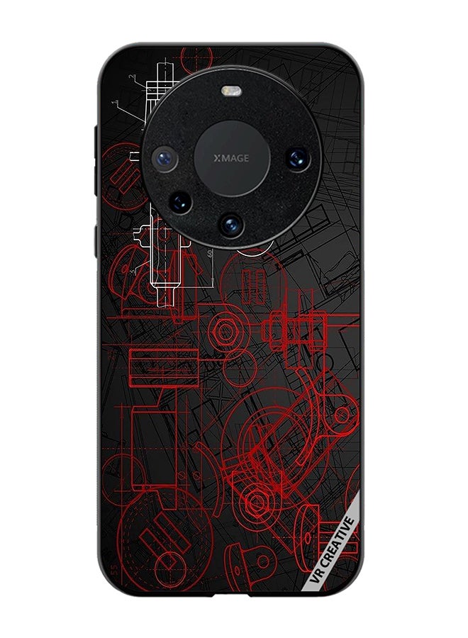 VR CREATIVE Protective Case Cover For Huawei Mate 60 Pro Industrial Abstract Design Multicolour - Image 1