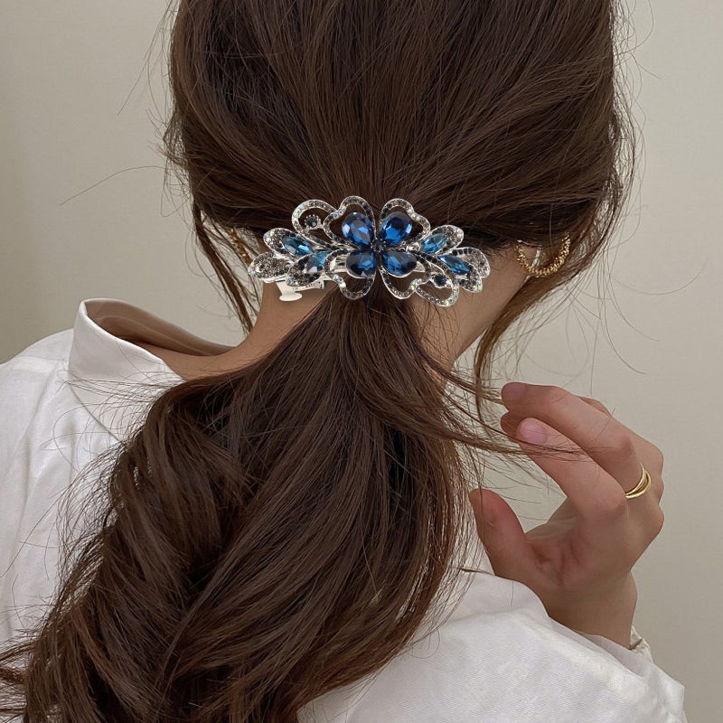 Rhinestone Flower Spring Hair Clip Hairpin Headpiece for Back Hair Side Hair - Image 5