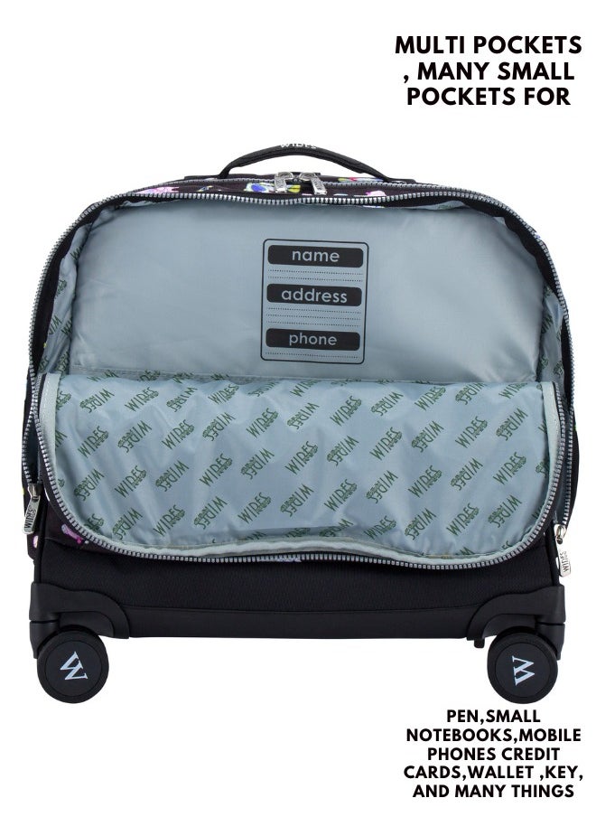 Wires 3 Piece Kids School Trolley Bag laptop compartment 8Wheels With Lunch bag & Pencil Case  - Image 3