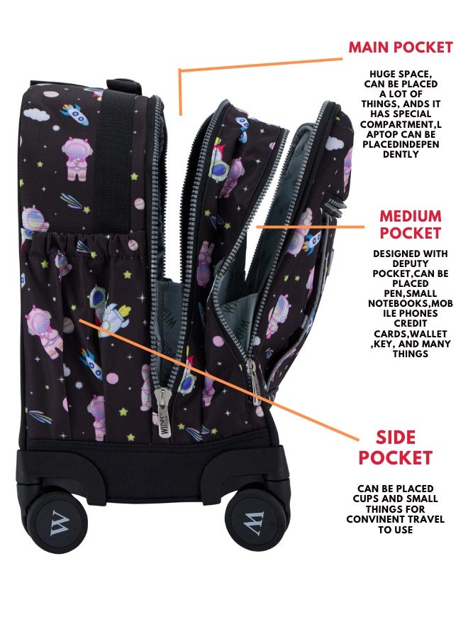 Wires 3 Piece Kids School Trolley Bag laptop compartment 8Wheels With Lunch bag & Pencil Case  - Image 4