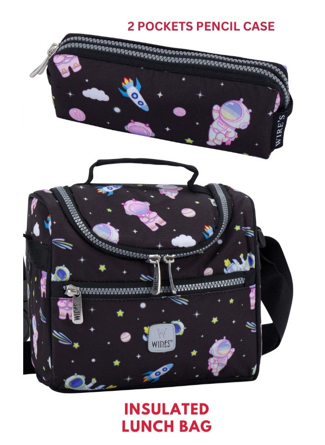 Wires 3 Piece Kids School Trolley Bag laptop compartment 8Wheels With Lunch bag & Pencil Case  - Image 5