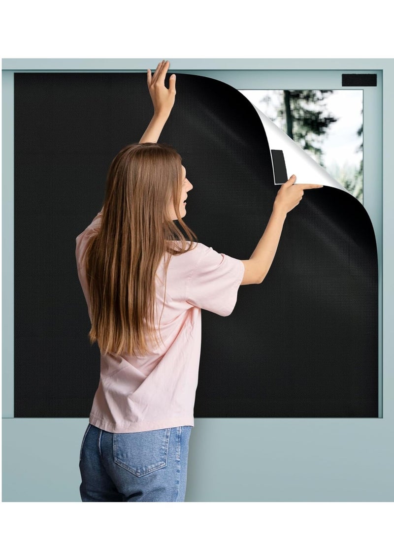 100% Blackout Curtains, Portable Blackout Curtains, Window Blackout Film No Drill, Black Out Curtains with Hook & Loop Tape, Cuttable Temporary Window Cover for Bedroom, Office, Nursery (118" x 57") - Image 1