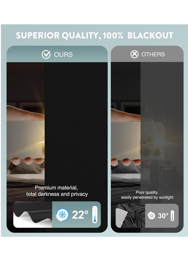 100% Blackout Curtains, Portable Blackout Curtains, Window Blackout Film No Drill, Black Out Curtains with Hook & Loop Tape, Cuttable Temporary Window Cover for Bedroom, Office, Nursery (118" x 57") - Image 3
