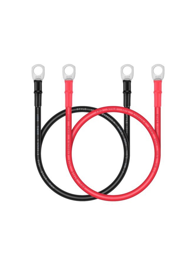 iGreely Battery Cable - 8 AWG 8 Gauge Wire Made with Tinned Copper Wire Battery Power Inverter Cables with Terminals for Solar Panel Automotive Motorcycle RV Marine (1 Black & 1 Red) 2ft/60cm - Image 1