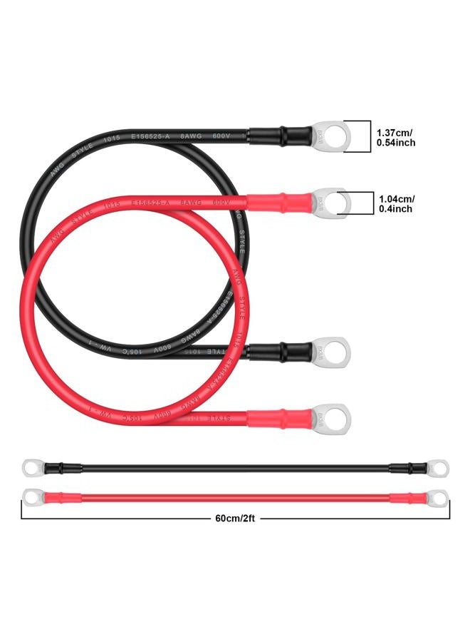 iGreely Battery Cable - 8 AWG 8 Gauge Wire Made with Tinned Copper Wire Battery Power Inverter Cables with Terminals for Solar Panel Automotive Motorcycle RV Marine (1 Black & 1 Red) 2ft/60cm - Image 3