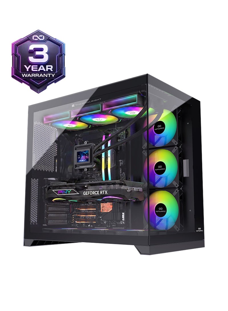 INFINIARC RTX 5070 GAMING DESKTOP PC (CUBE Case, B860 Motherboard, RTX 5070 12GB GPU, Core Ultra 7 265F CPU, 16GB DDR5 RAM, 1TB SSD M.2, 360mm ARGB Liquid Cooler, 750W Gold PSU, Windows Pro) Black black - Image 1