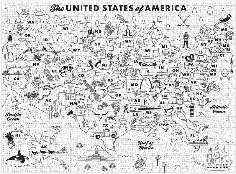 Galison Maptote USA Color-in 1000 Piece Puzzle - Fun and Challenging Jigsaw Puzzle, Thick and Sturdy Pieces, Ages 13 and Up - Image 2