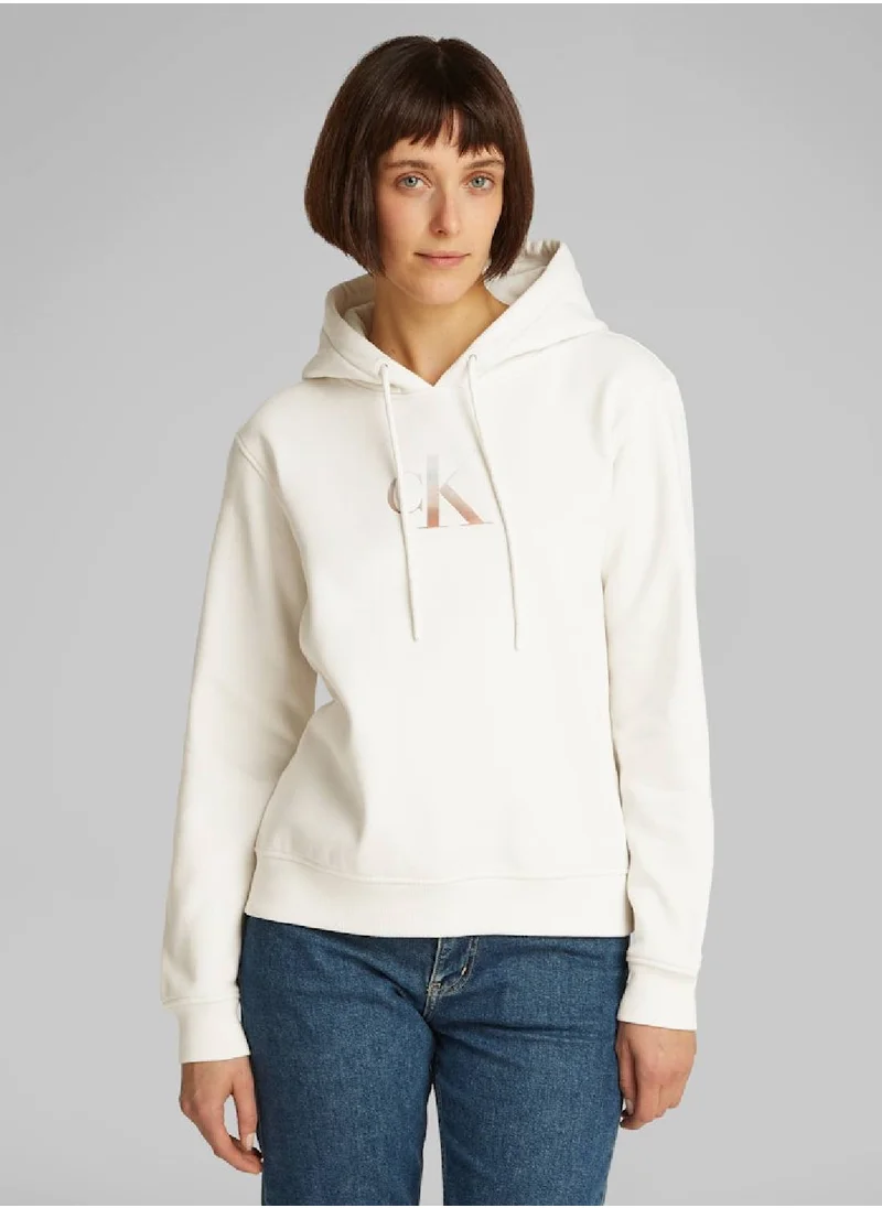 Calvin Klein Jeans Women's Gradient Logo Hoodie - Cotton blend, White