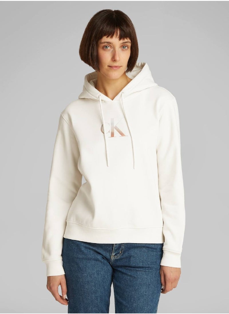 Calvin Klein Jeans Women's Gradient Logo Hoodie - Cotton blend, White  - Image 1