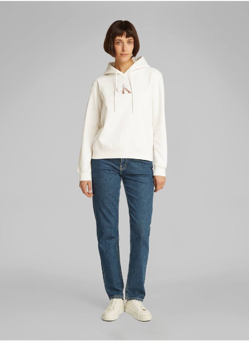 Calvin Klein Jeans Women's Gradient Logo Hoodie - Cotton blend, White  - Image 3