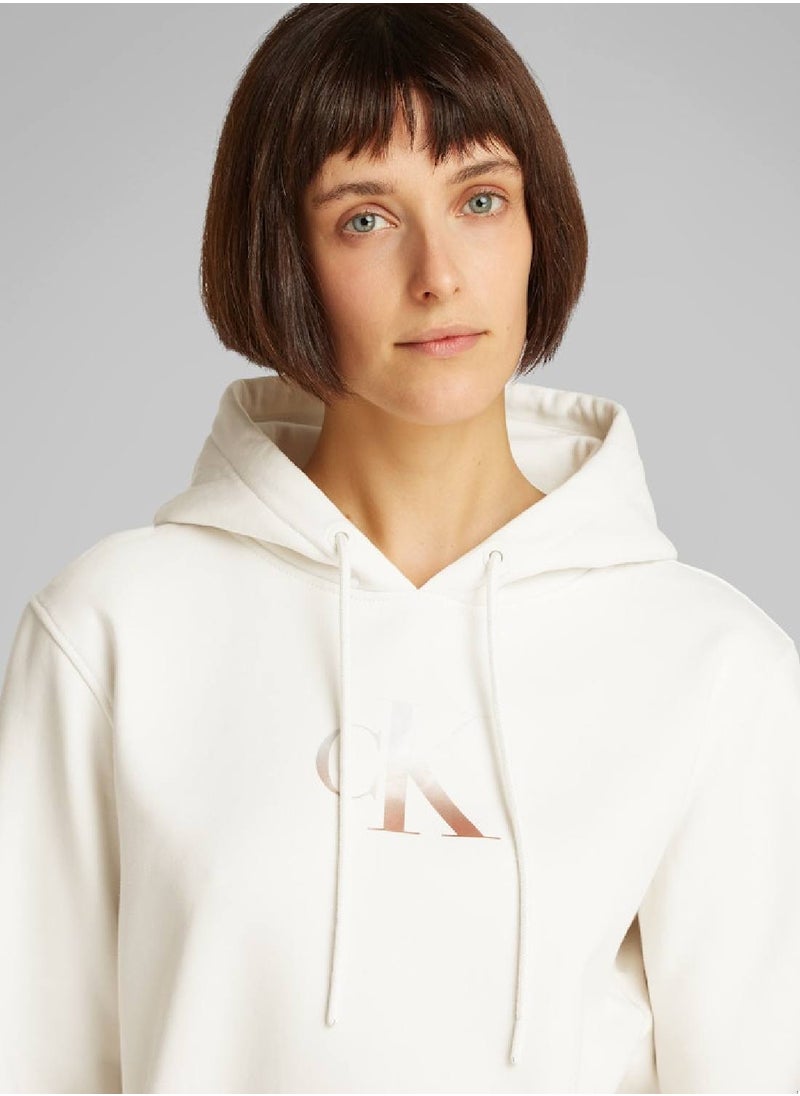 Calvin Klein Jeans Women's Gradient Logo Hoodie - Cotton blend, White  - Image 5